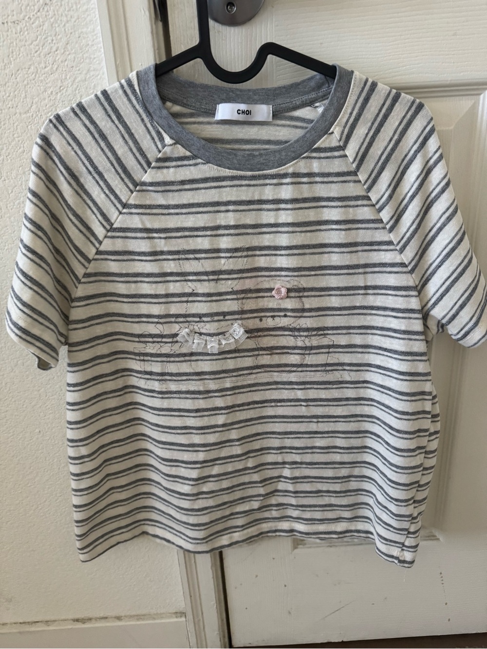 Stripped print short sleeve tshirt